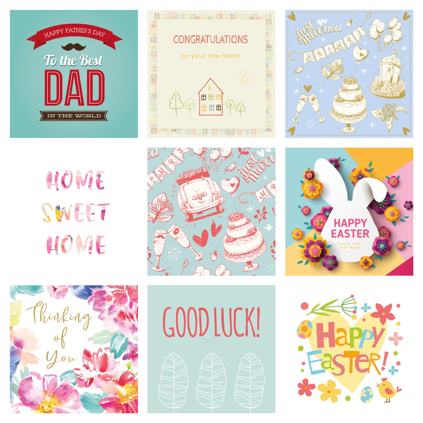 50 Assorted Greetings Cards Pack for All Occasions by Wonder Cards | Eco Friendly | Anniversary, Thank You, Congratulations, New Home, Birthday