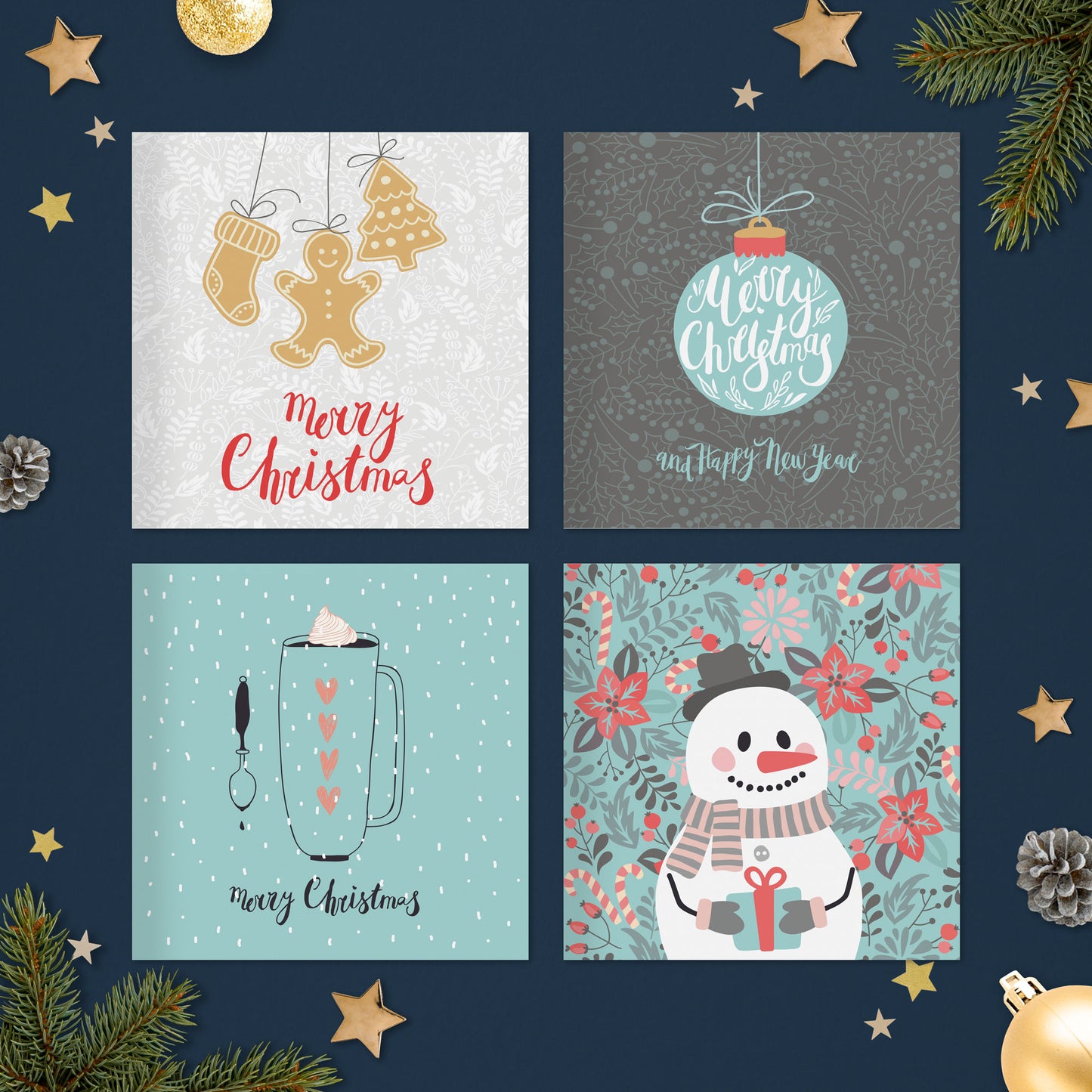 Christmas Cards Pack of 20 | Eco Friendly | Plastic Free | Made in The UK | Pack of Christmas Cards