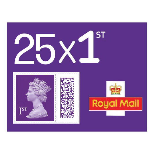 25 x 1st First Class Royal Mail Postage Stamps Plum Purple New
