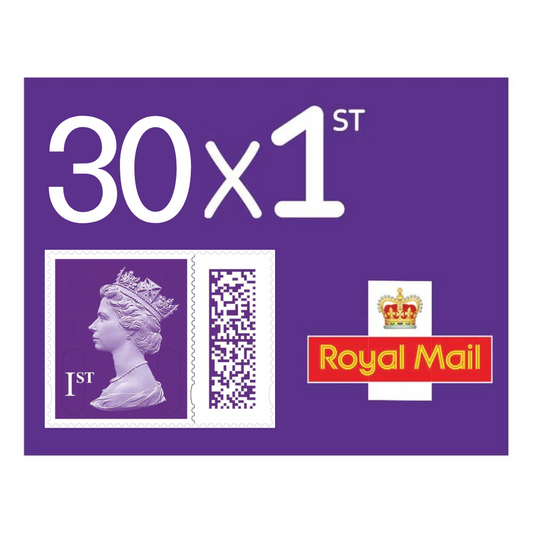 30 x 1st First Class Royal Mail Postage Stamps Plum Purple New