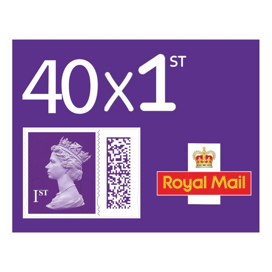 40 x 1st First Class Royal Mail Postage Stamps Plum Purple New