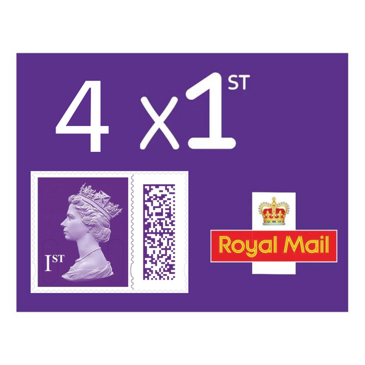 4 x 1st First Class Royal Mail Postage Stamps Plum Purple New