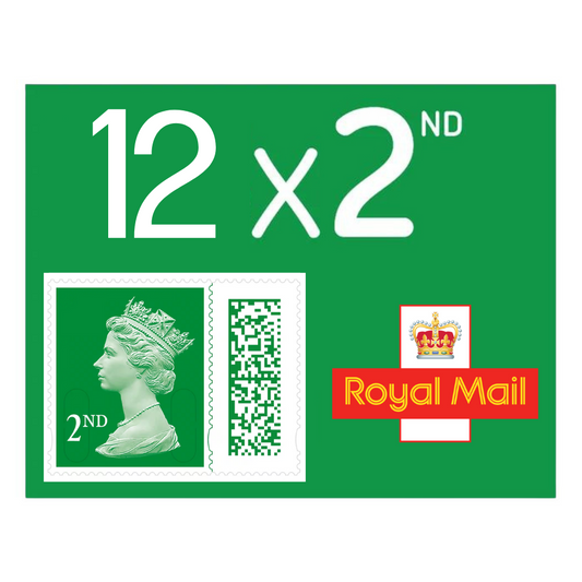 12 x 2nd Second Class Royal Mail Postage Stamps Holly Green New Barcoded