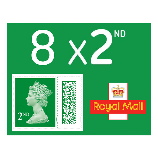 8 x 2nd Second Class Royal Mail Postage Stamps Holly Green New Barcoded