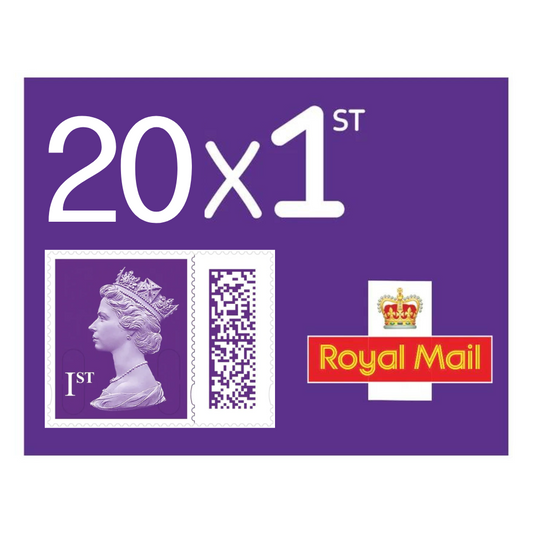 20 x 1st First Class Royal Mail Postage Stamps Plum Purple New