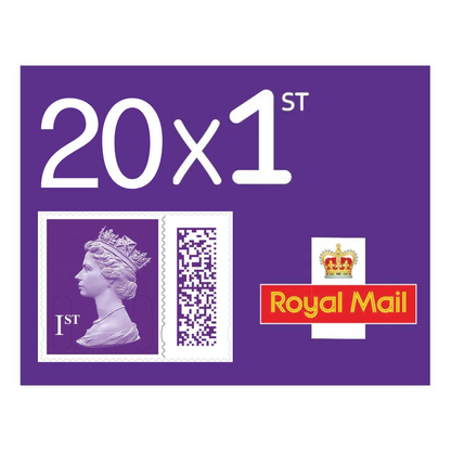20 x 1st First Class Royal Mail Postage Stamps Plum Purple New