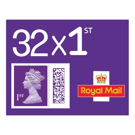 32 x 1st First Class Royal Mail Postage Stamps Plum Purple New