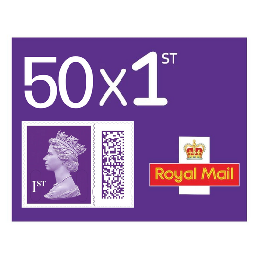 50 x 1st First Class Royal Mail Postage Stamps Plum Purple New