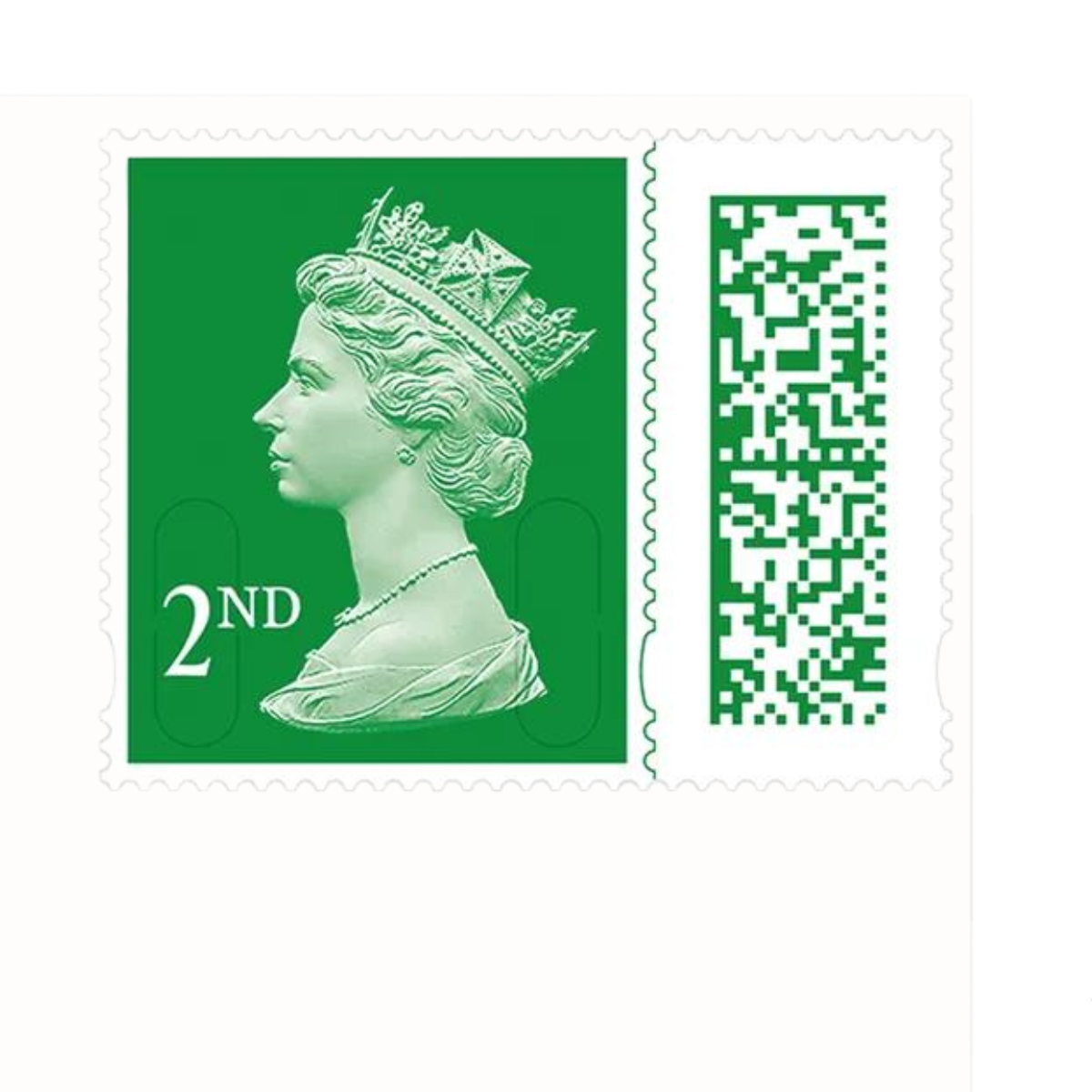 1 x 2nd Second Class Single Royal Mail Postage Stamp Holly Green New Barcoded