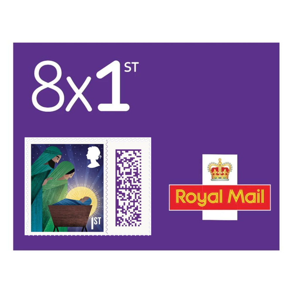 8 x 1st Christmas First Class Royal Mail Postage Stamps Plum Purple New Christmas