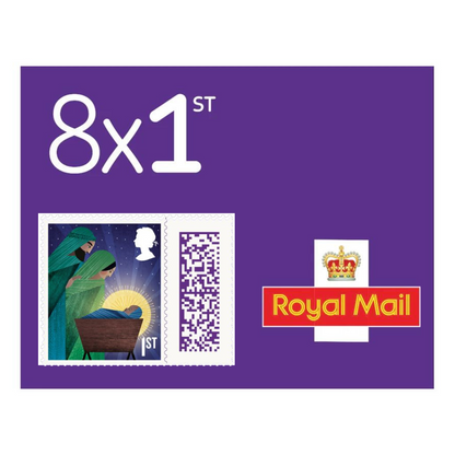 8 x 1st Christmas First Class Royal Mail Postage Stamps Plum Purple New Christmas