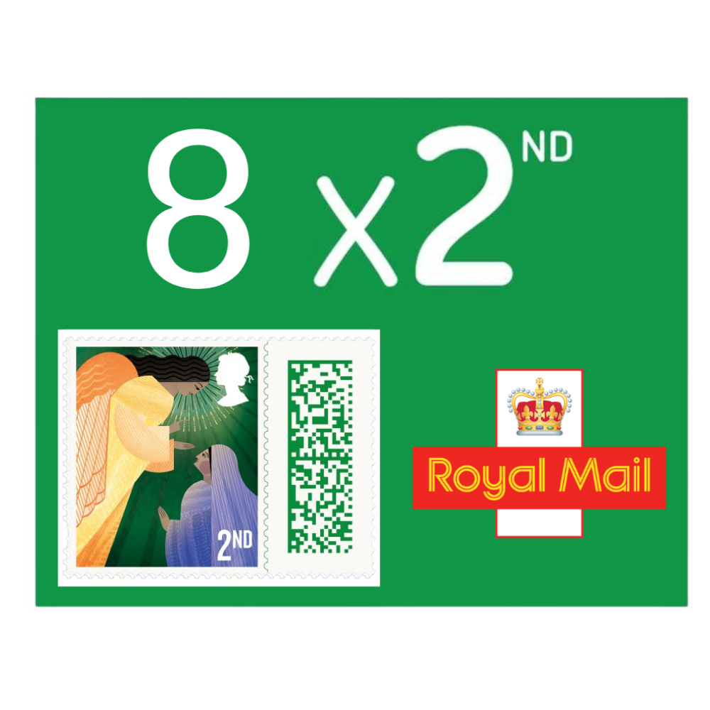8 x 2nd Christmas Second Class Royal Mail Postage Stamps Holly Green New Christmas