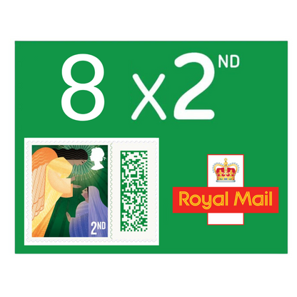 8 x 2nd Christmas Second Class Royal Mail Postage Stamps Holly Green New Christmas