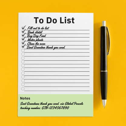 A5 to do list note pad – size guide