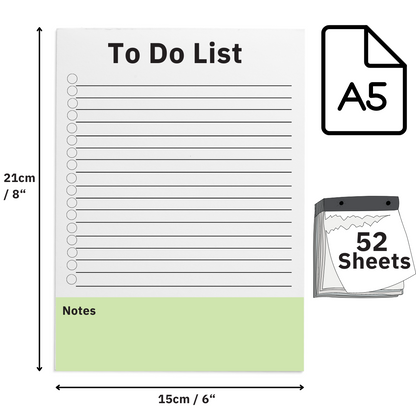 A5 to do list note pad – weekly planning sheet
