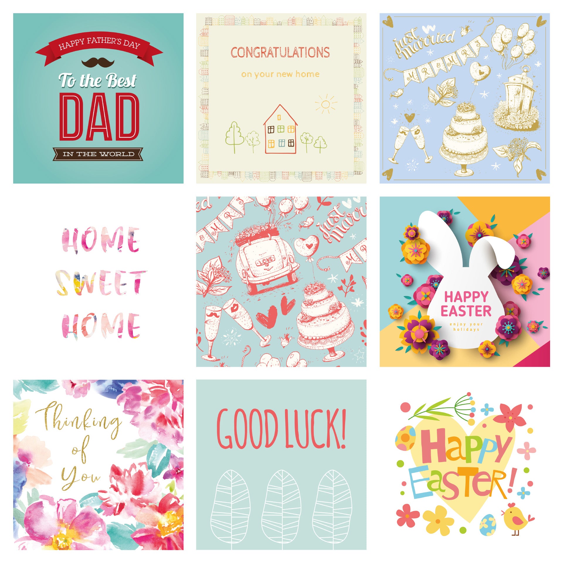 50 Assorted Greetings Cards Pack for All Occasions by Wonder Cards