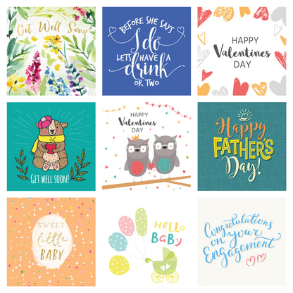 50 Assorted Greetings Cards Pack for All Occasions by Wonder Cards | Eco Friendly | Anniversary, Thank You, Congratulations, New Home, Birthday