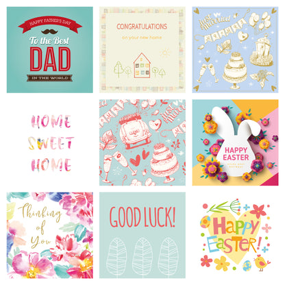 Pack of 50 assorted greetings cards – card designs for all occasions