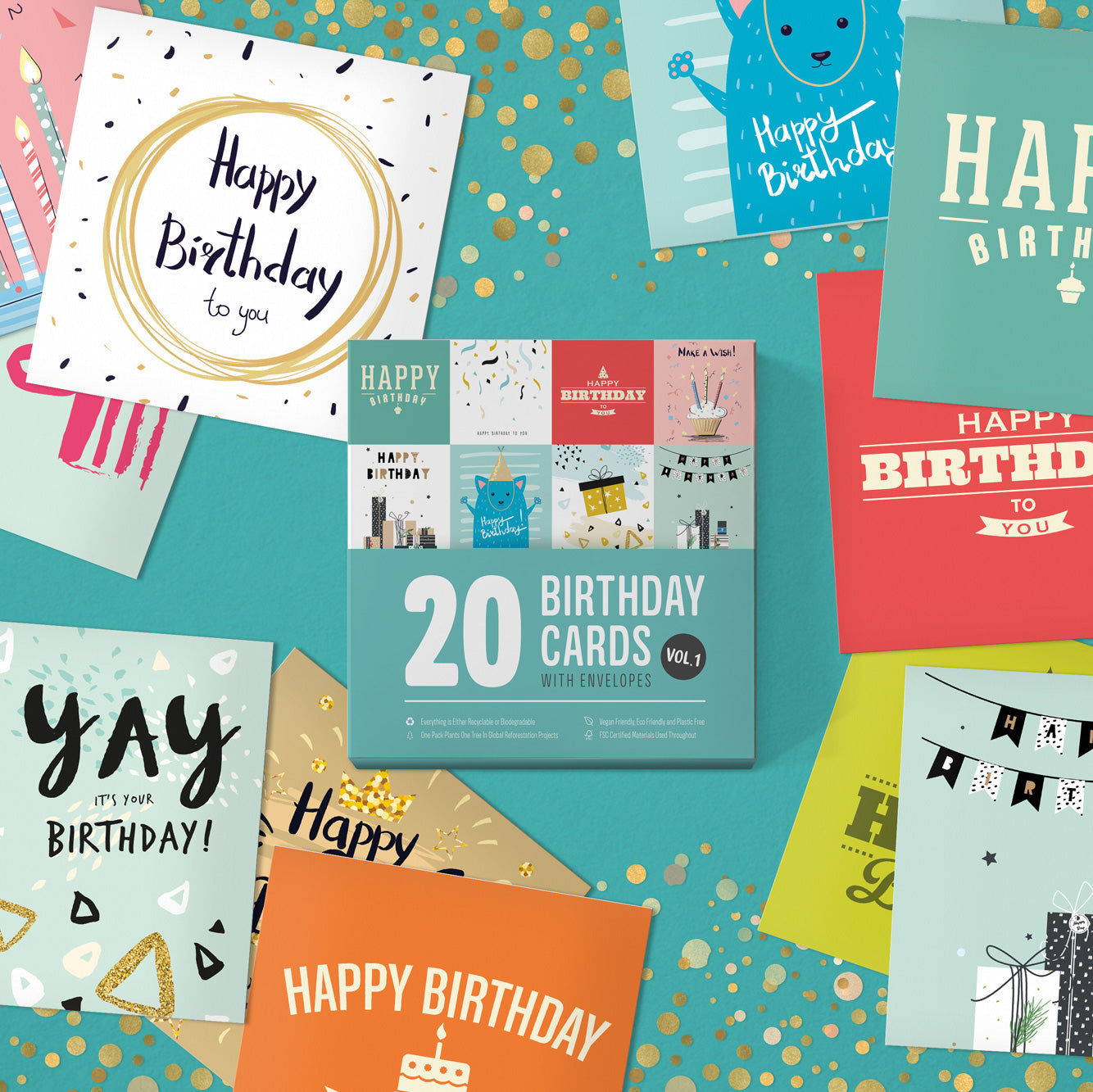 Box of discount birthday cards
