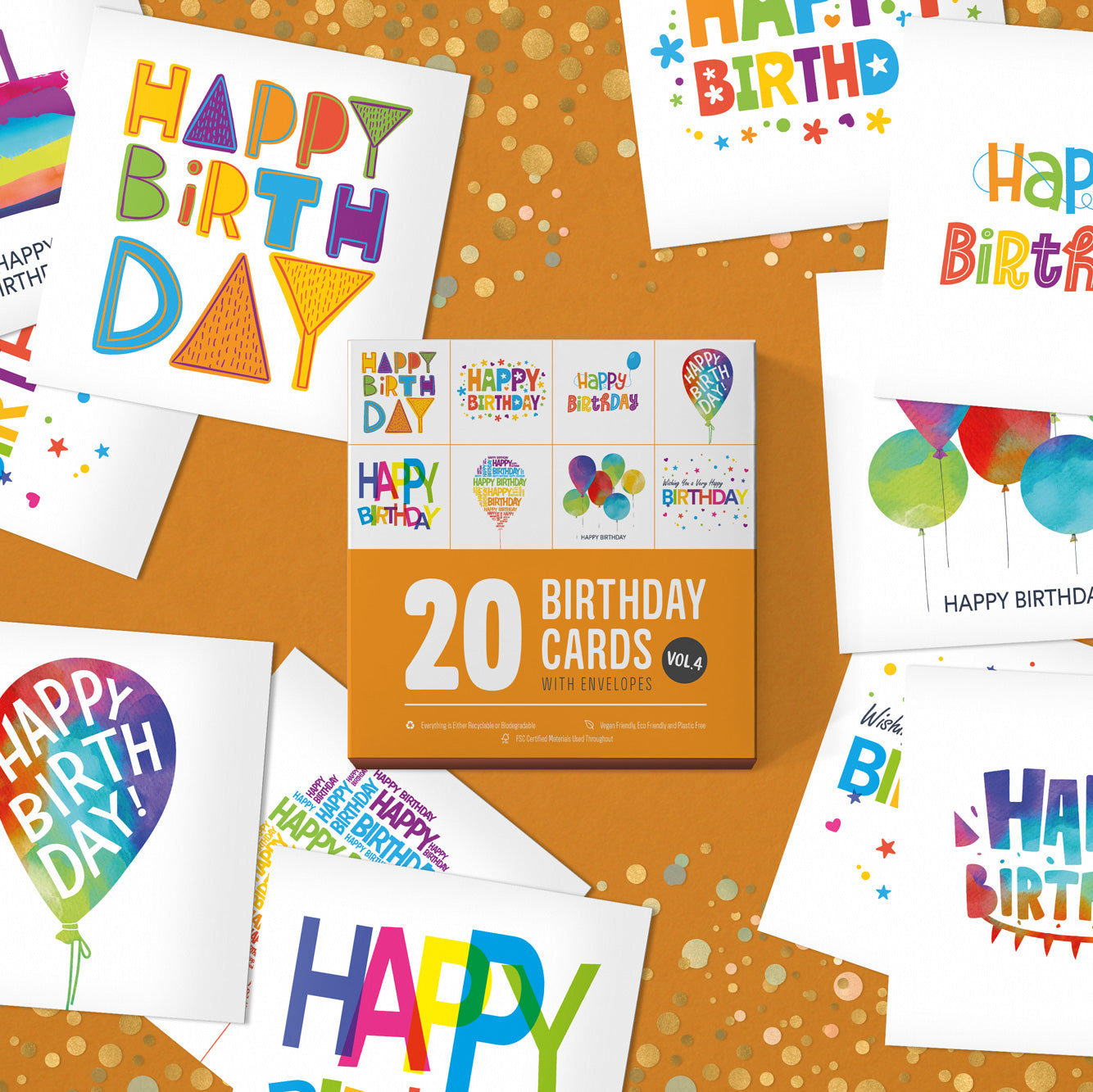 Pack of Birthday Cards | 20 Cards + 20 Envelopes | Suitable for all Volume 4