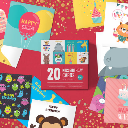 20 x Birthday Cards Multi Pack For Kids Volume 1