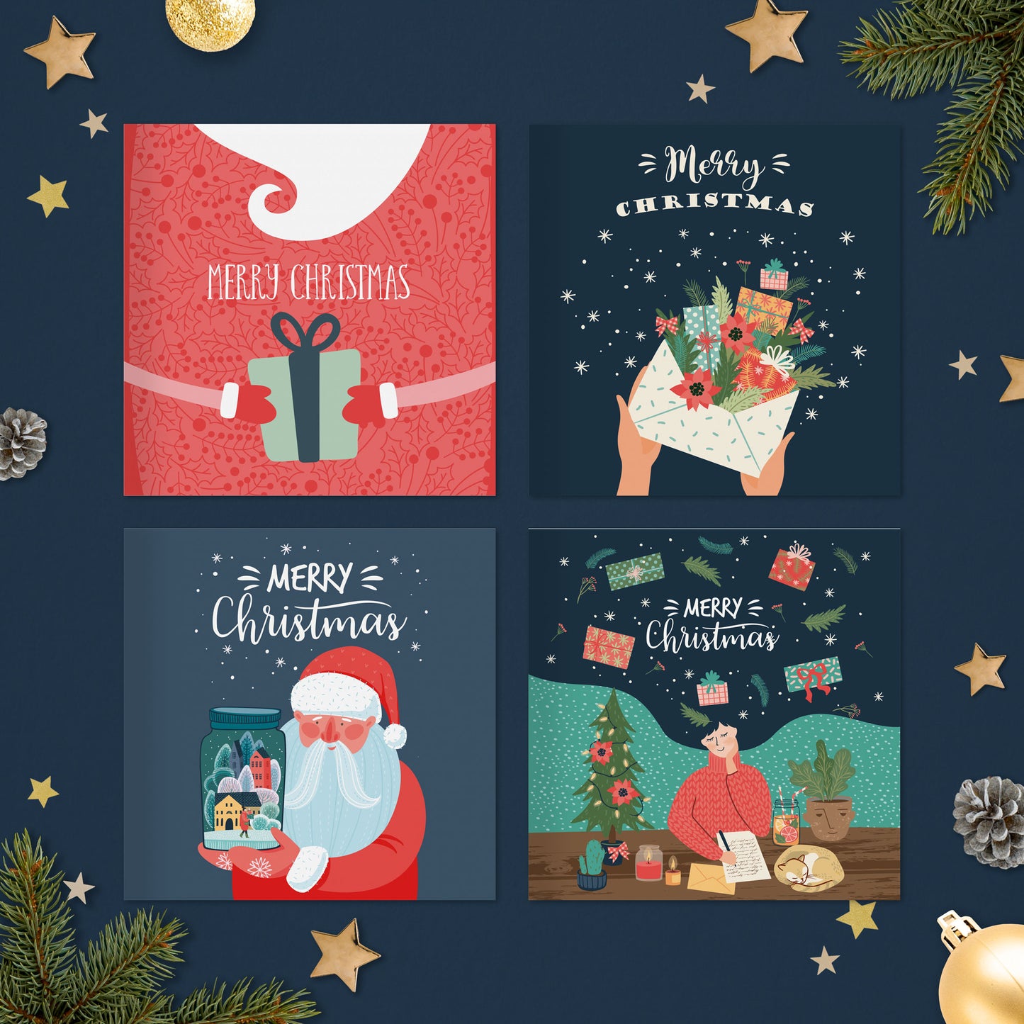 Christmas Cards Pack of 20 | Eco Friendly | Plastic Free | Made in The UK | Pack of Christmas Cards
