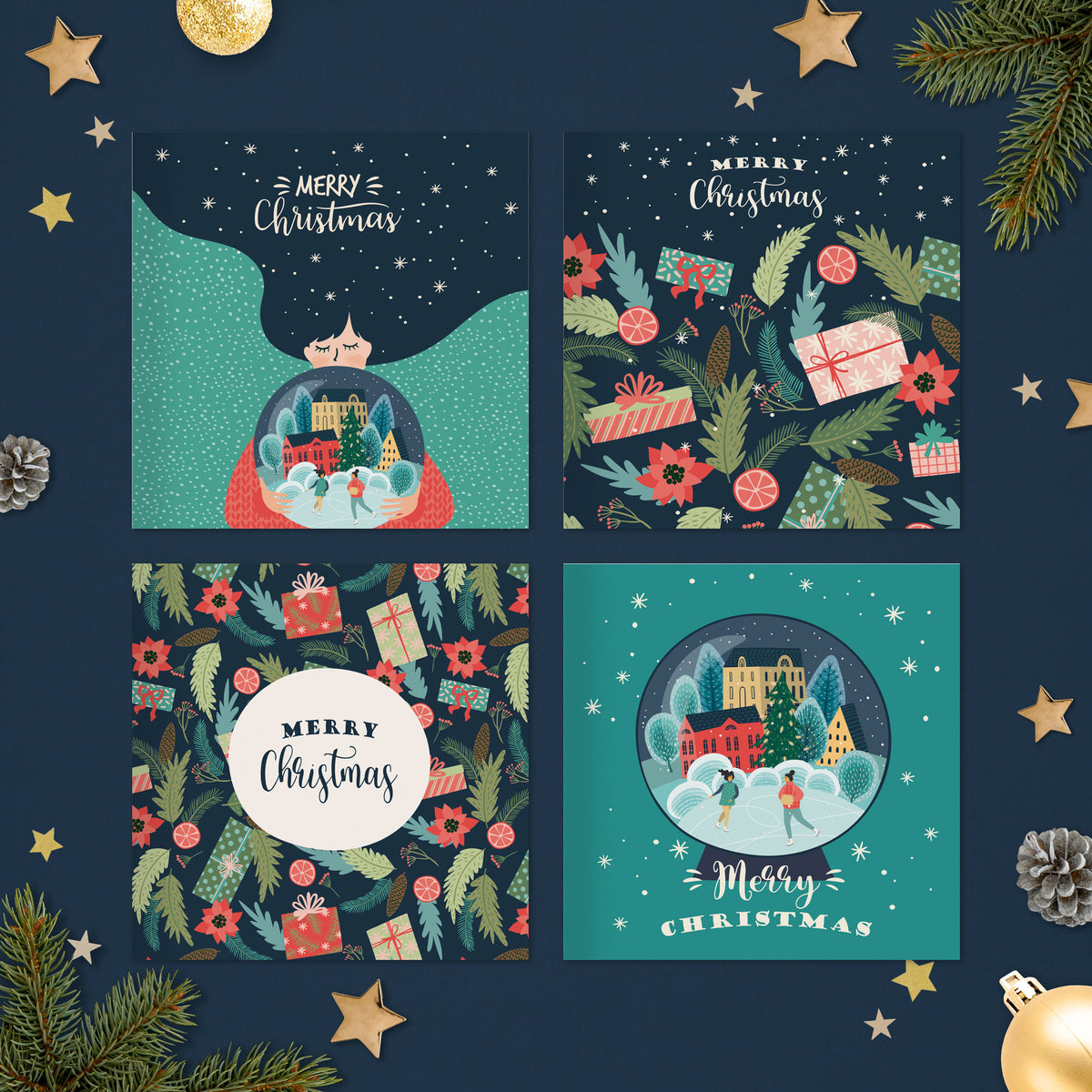 Eco friendly pack of Christmas cards – card designs 13 to 16