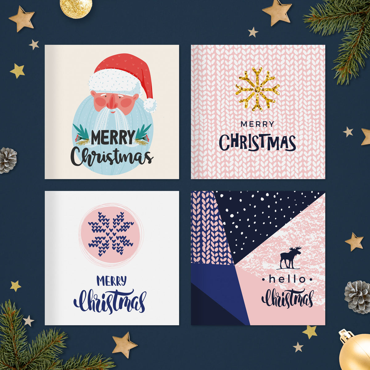 Eco friendly pack of Christmas cards – card designs 17 to 20