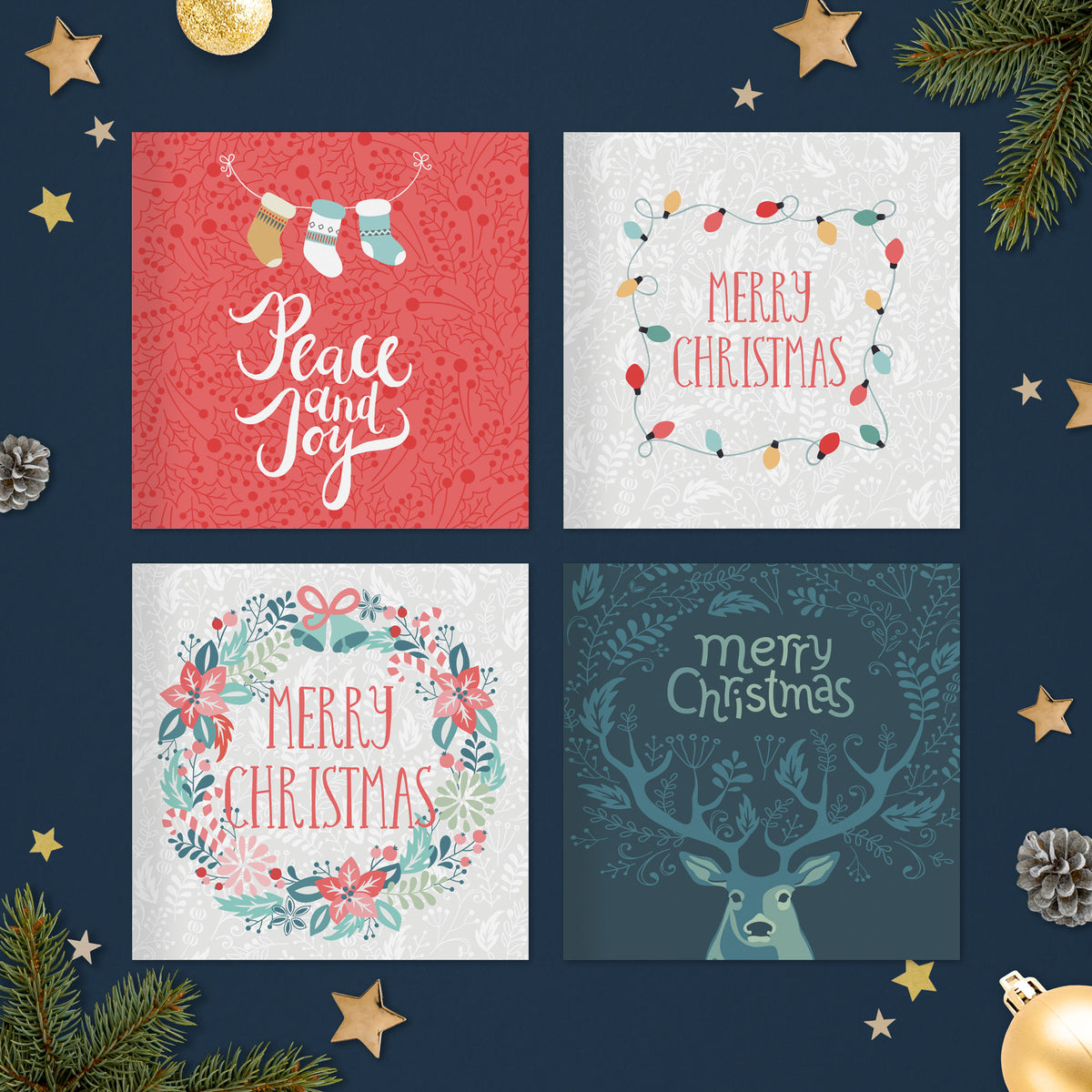 Eco friendly pack of Christmas cards – card designs 5 to 8