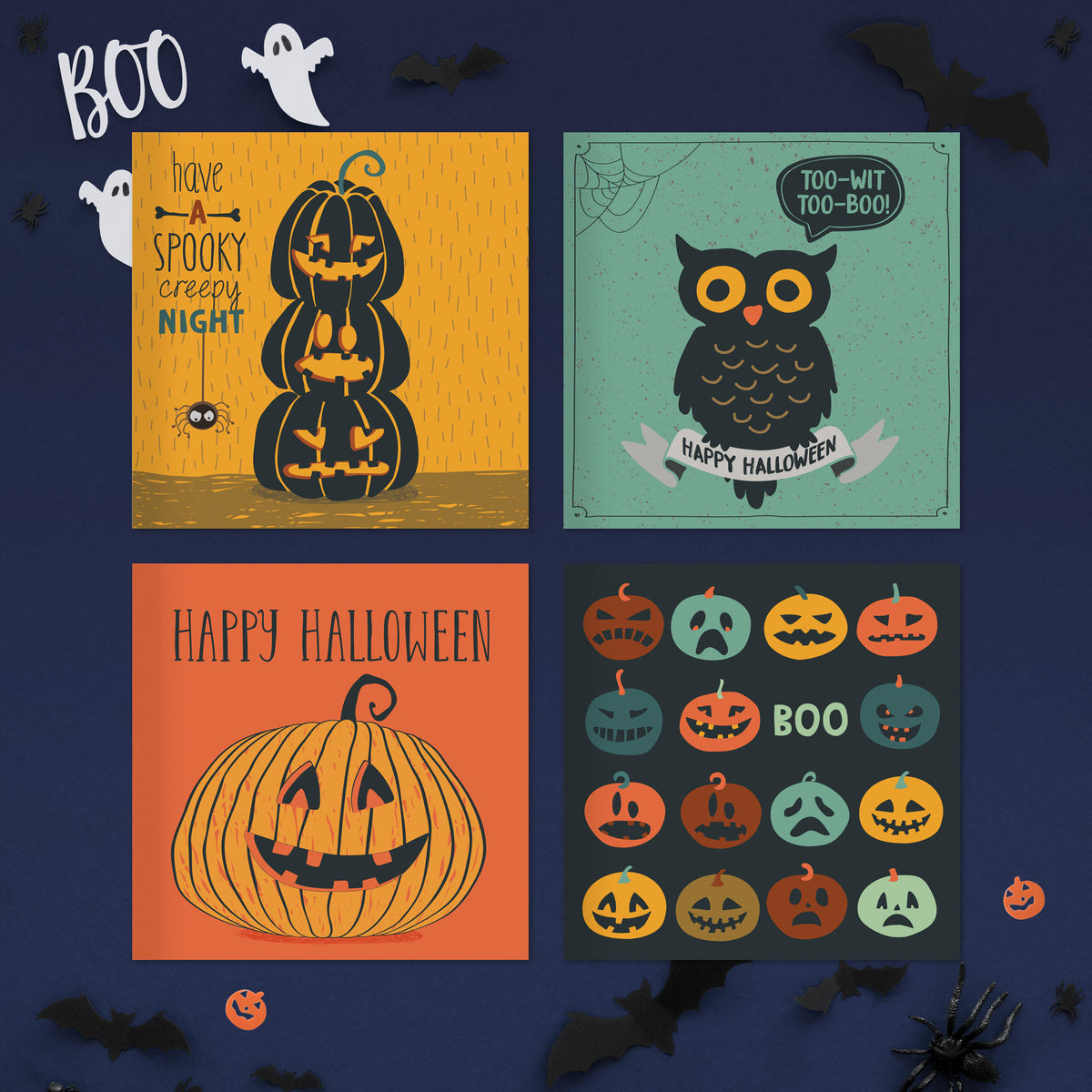 Pack of 20 Halloween cards – spooky card designs