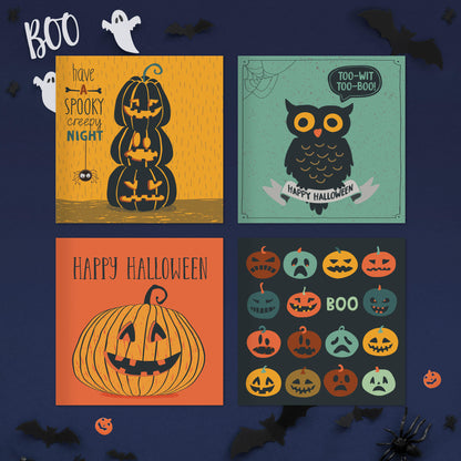 Pack of 20 Halloween cards – spooky card designs