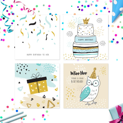 Pack of birthday cards Volume 1 – card designs 1 to 4
