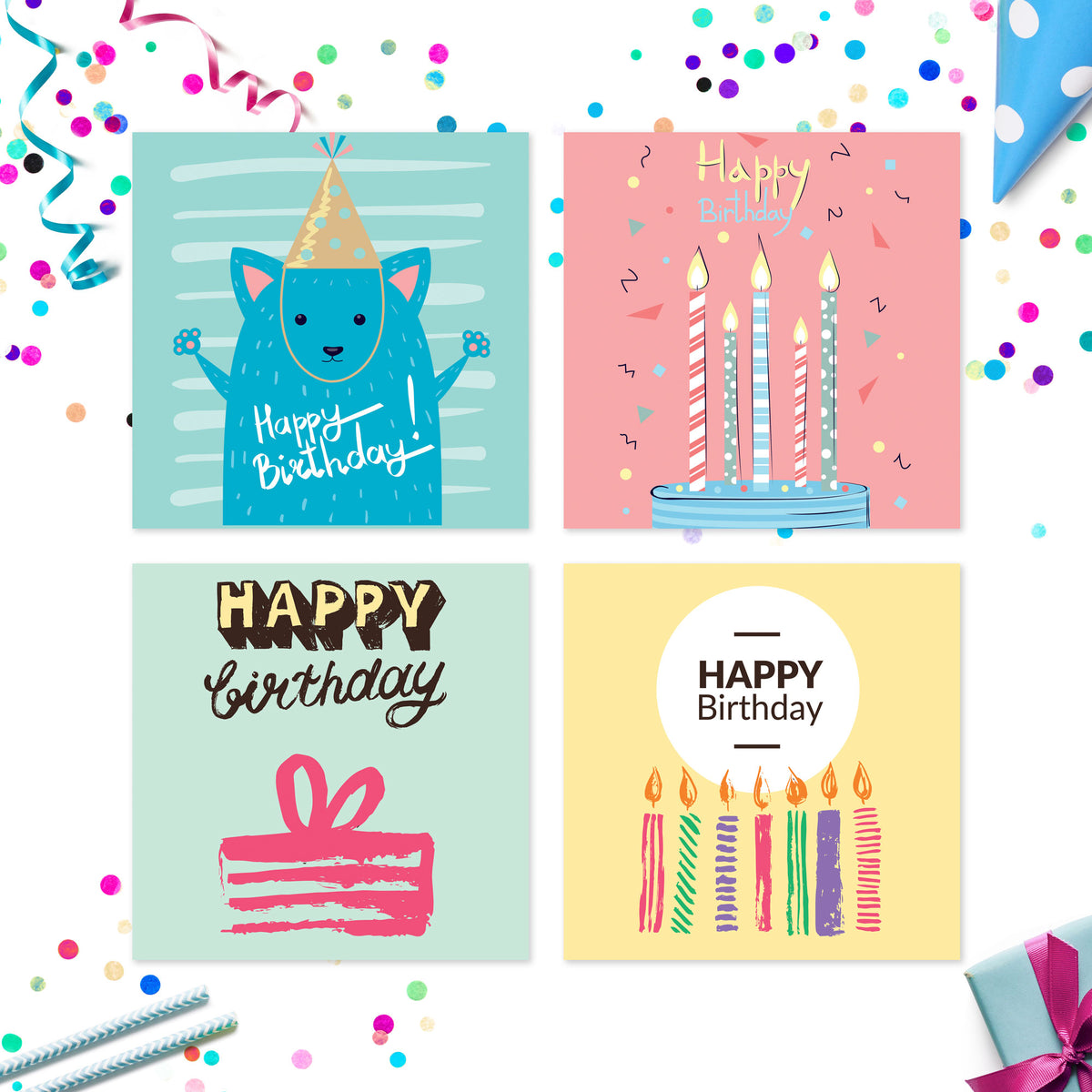 Pack of birthday cards Volume 1 – card designs 13 to 16