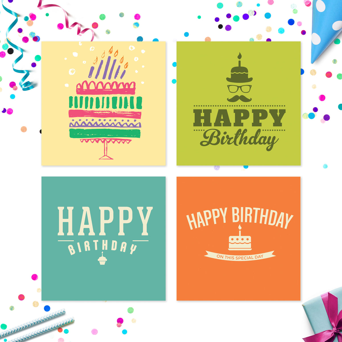 Pack of birthday cards Volume 1 – card designs 17 to 20