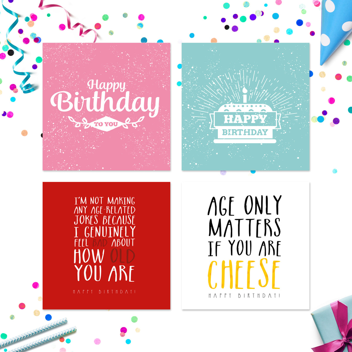 Pack of birthday cards Volume 2 – card designs 17 to 20