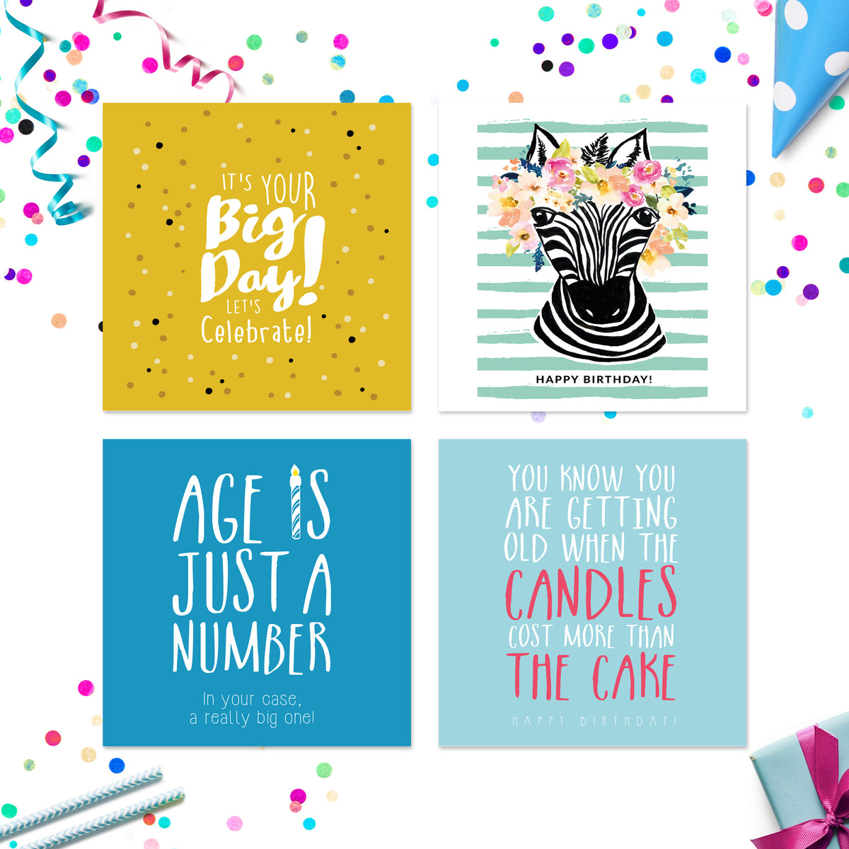 Pack of birthday cards Volume 2 – card designs 5 to 8