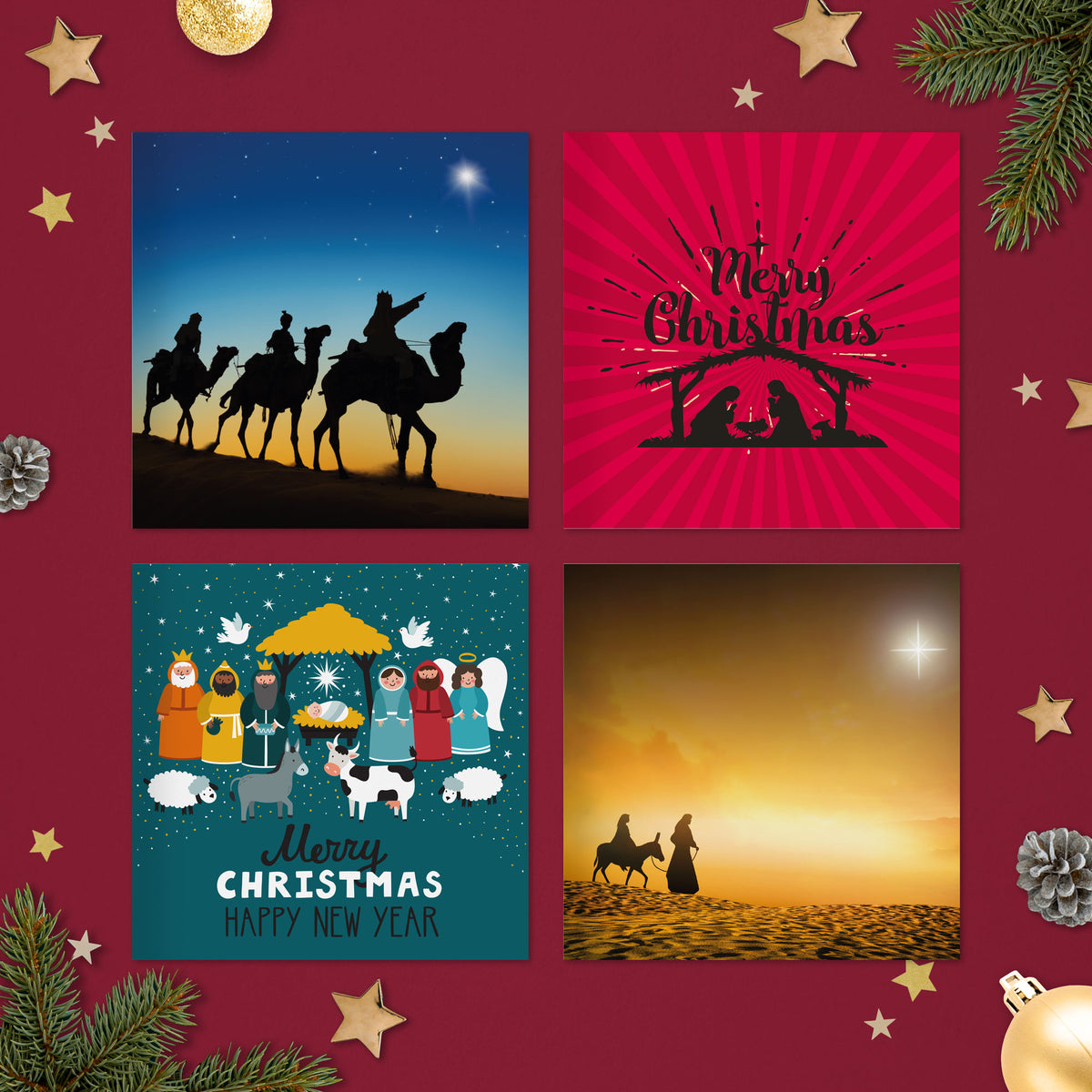Pack of religious Christmas cards – Christian card designs 1 to 4