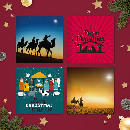 Pack of religious Christmas cards – Christian card designs 1 to 4
