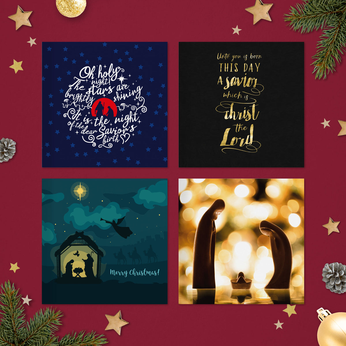 Pack of religious Christmas cards – Christian card designs 5 to 8